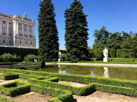 Royal Palace of Madrid and the Sabatini Gardens.