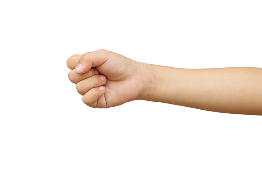 Children fist with clipping path.isolated on white background.