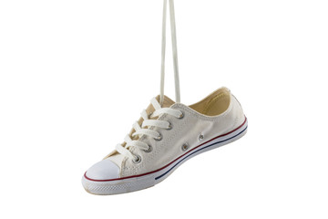 White canvas shoes isolated on white background
