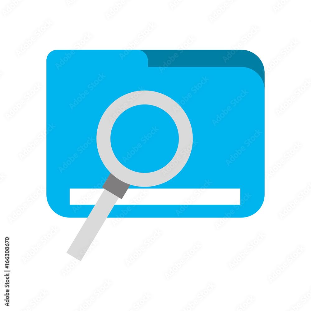 Poster template computer with magnifying glass vector illustration design