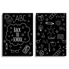 Back to school. Posters or banners with hand drawn doodles. Vector illustration