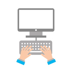 user with computer desktop isolated icon vector illustration design