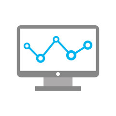 computer desktop with statistics vector illustration design