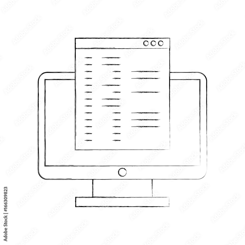 Poster computer desktop with template vector illustration design