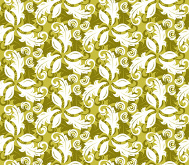 Floral golden ornament. Seamless abstract classic background with flowers. Pattern with repeating elements
