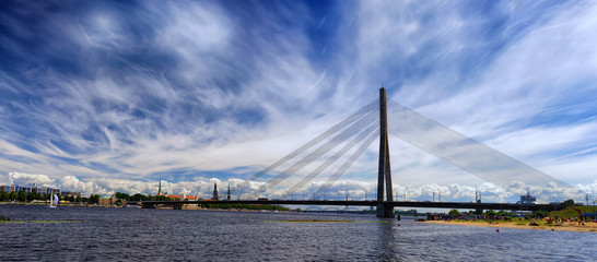 Panorama of Riga in summer day