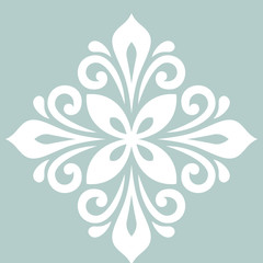 Oriental pattern with arabesques and floral elements. Traditional classic ornament with white rhombus. Vintage pattern with arabesques