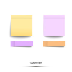 Colorful stickers. Vector illustration. Yellow and violet note stickers. Isolated on white.