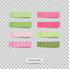 Colorful stickers. Vector. Set of pink and green post note sticky.