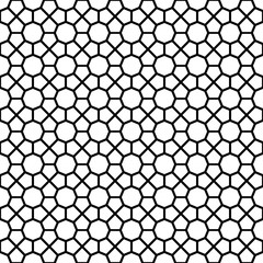 Black octagon shape pattern background. Seamless octagon vector pattern. Elements for design. All in a single layer. Vector illustration.
