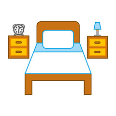bed hotel with nightstand vector illustration design