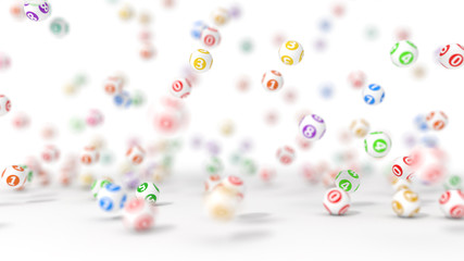 3d illustration of lottery balls stack.