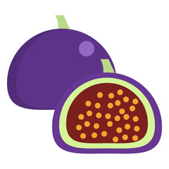 Figs fresh juicy summer fruit icon, vector illustration flat style design isolated on white. Colorful graphics