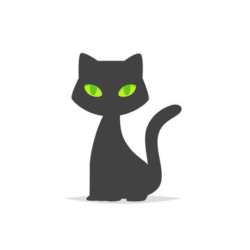 Black cat vector isolated illustration