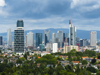Europa, Deutschland, Hessen, Frankfurt, Skyline von Frankfurt, Bankenviertel , Hennigerturm, EZB, Commerzbank,