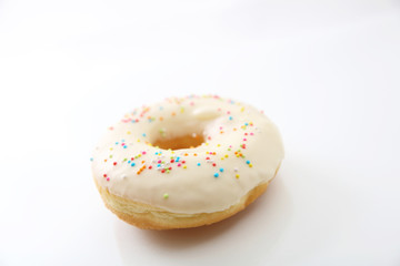 White chocolate donut isolated in white background