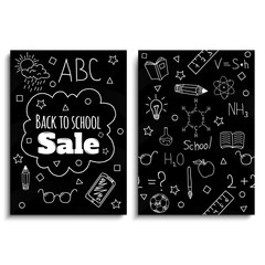Back to school sale. Posters or banners with hand drawn doodles. Vector illustration