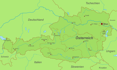 Österreich - Bundesländer und Städte (Grün)