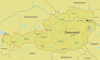 Österreich - Bundesländer und Städte (Orange)