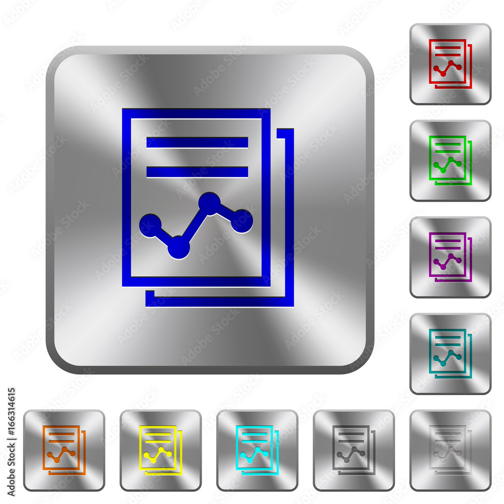 Poster report with graph rounded square steel buttons