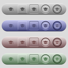 Graduation cap icons on horizontal menu bars