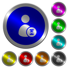 User account waiting luminous coin-like round color buttons