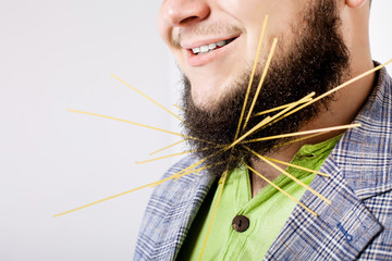 fat smiling man with beard