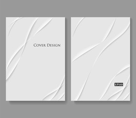 Set of Abstract Creased Paper Templates. White Minimal Vector Design with Copy Space.