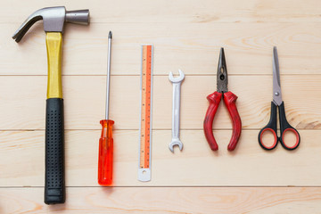 Maintenance plan,tools on wood,Father's Day background