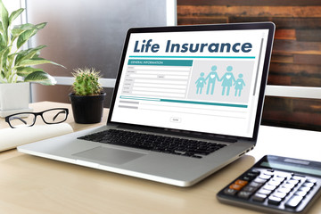 Fototapeta premium Life Insurance Medical Concept Health Protection Home House Car Life