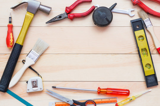 Maintenance plan,tools on wood,Father's Day background
