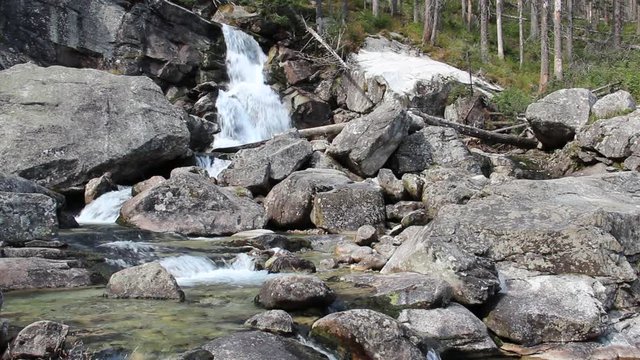 Waterfalls of Studeny potok in High Tatras mountains near Stary Smokovec, Slovakia