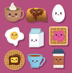 kawaii breakfast food design