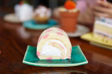 roll cake on dish