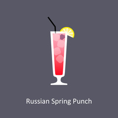 Russian Spring Punch cocktail icon on dark background in flat style