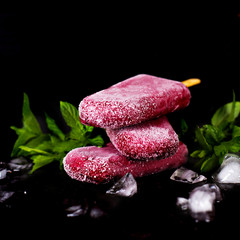 Berry ice cream on a stick.