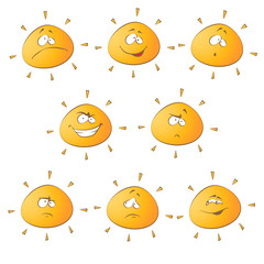 Group of funny smiling suns