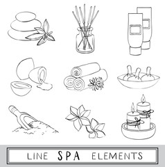 Vector set of line spa icons. Sketch