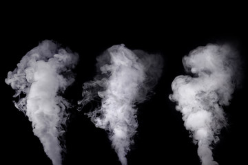 Set of abstract white smoke against dark background