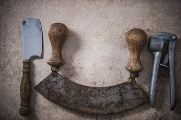 Vintage rusty kitchen utensils
