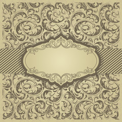 Wedding card or invitation with abstract floral background. Greeting card in grunge or retro style. 
