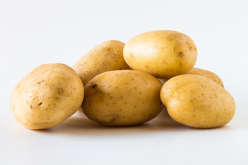 Potatos on a white background