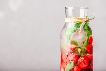 Water Flavored with Strawberry and Basil.