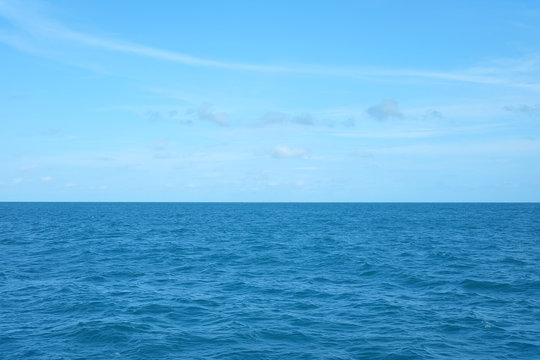 Image of blue sea with blue sky. The Gulf of Thailand.