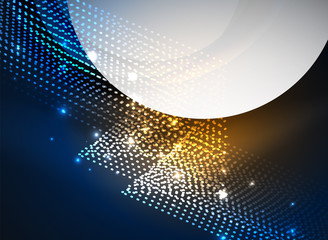 Obraz premium Glowing wave created with particles on dark color background