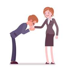Fototapeta premium Business male and female hand kiss gesture