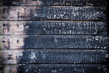 Charred black wooden texture background