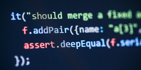 Obraz premium Software developer programming code