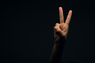 Language of the hands, signaling victory