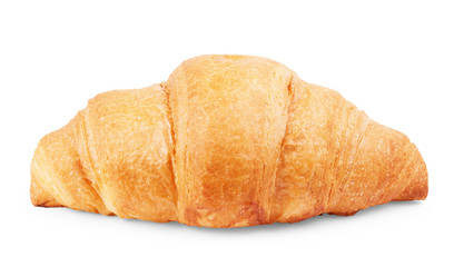 croissant sprinkled with powdered sugar isolated on a white background closeup